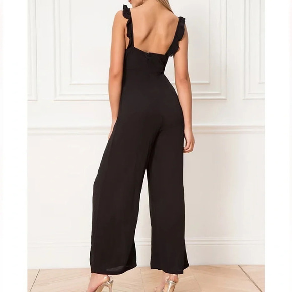 Revolve Jumpsuit Women’s XS Black Superdown Victoria Ruffle Wide Leg Classy - Picture 3 of 12